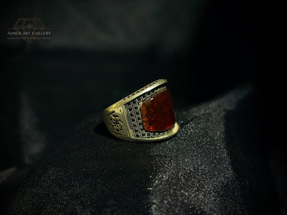 Men's Red Aqeeq / Agate Ring