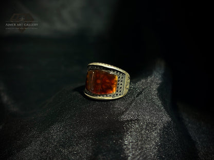 Men's Red Aqeeq / Agate Ring