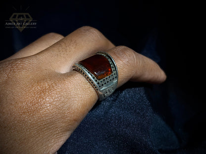 Men's Red Aqeeq / Agate Ring