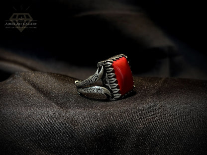 Men's Aqeeq / Agate Zulfiqar Ring