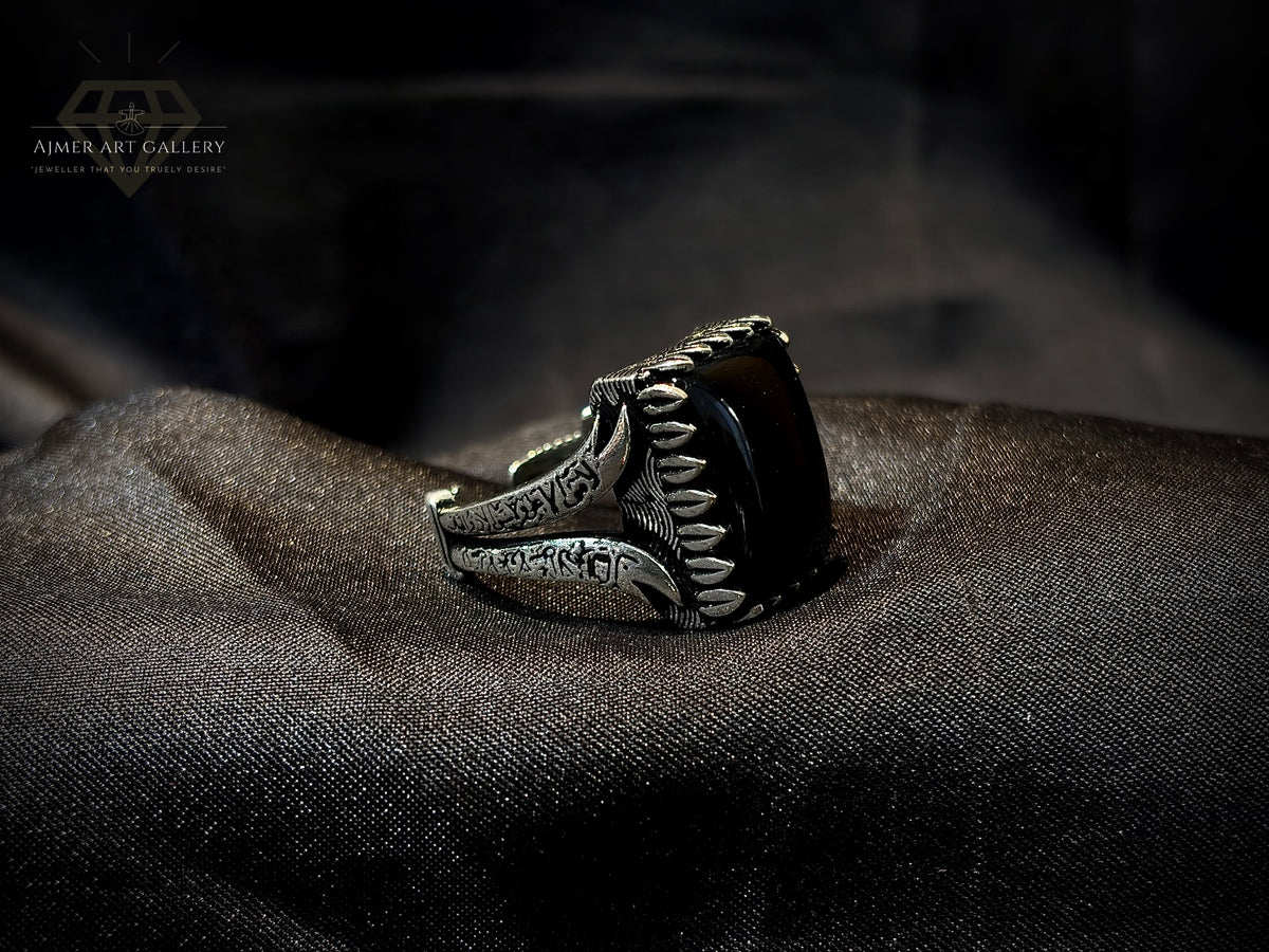 Men's Aqeeq / Agate Zulfiqar Ring