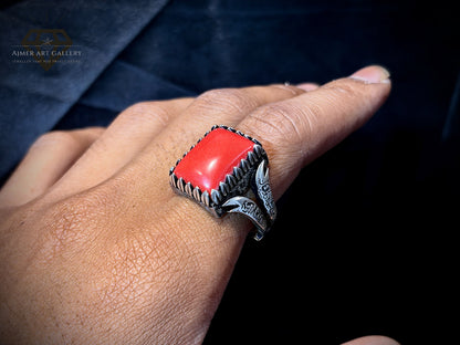 Men's Aqeeq / Agate Zulfiqar Ring