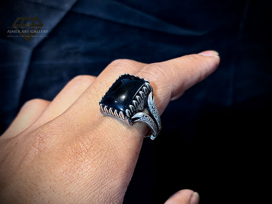 Men's Aqeeq / Agate Zulfiqar Ring
