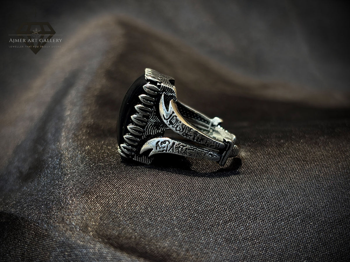 Men's Aqeeq / Agate Zulfiqar Ring