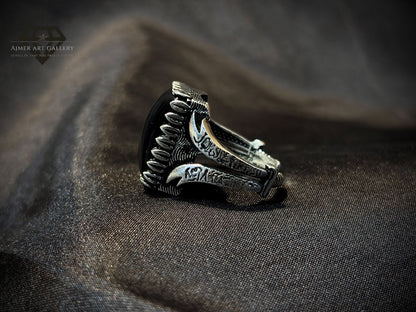 Men's Aqeeq / Agate Zulfiqar Ring