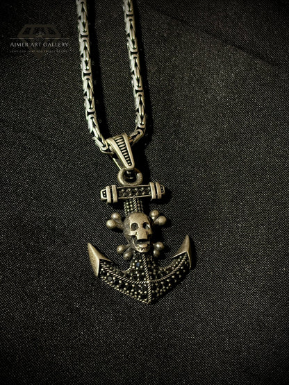 Men's Skull Anchor Pendant