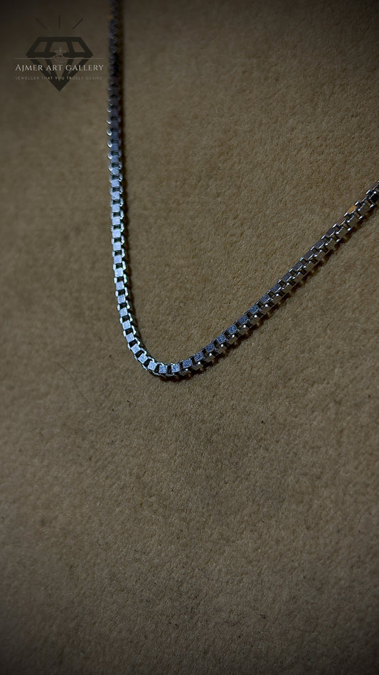 Classic Square Link Silver Chain