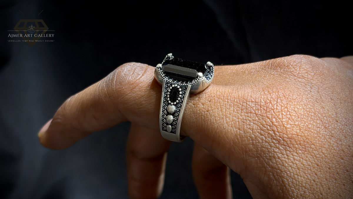Men's Black American Diamond Ring