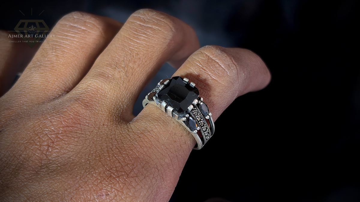 Men's Black American Diamond Ring