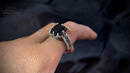 Men's Black American Diamond Ring