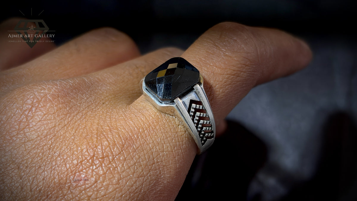 Men's Black American Diamond Ring