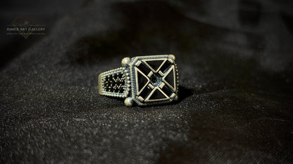 Men's Black American Diamond Ring
