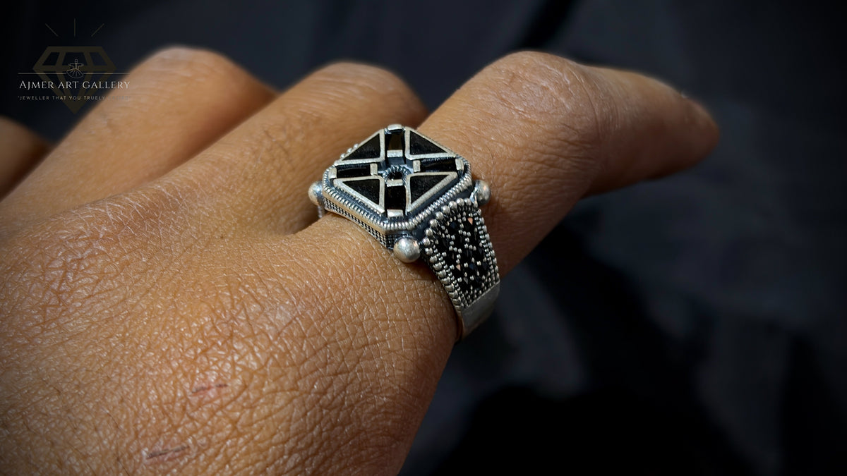 Men's Black American Diamond Ring