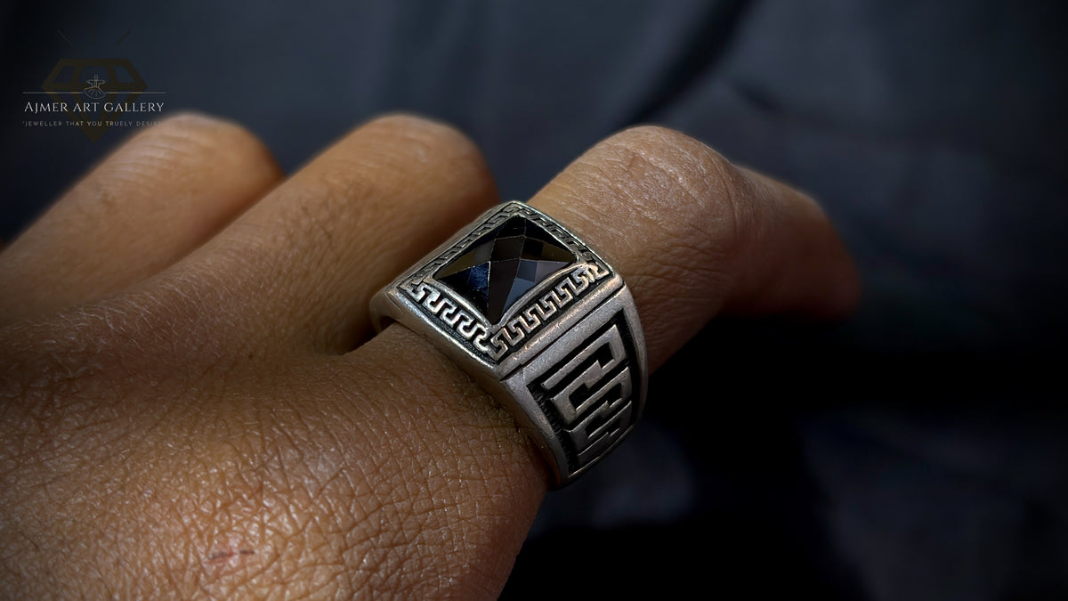 Men's Black American Diamond Ring