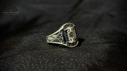 Men's Black American Diamond Ring