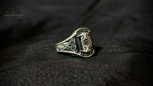Men's Black American Diamond Ring