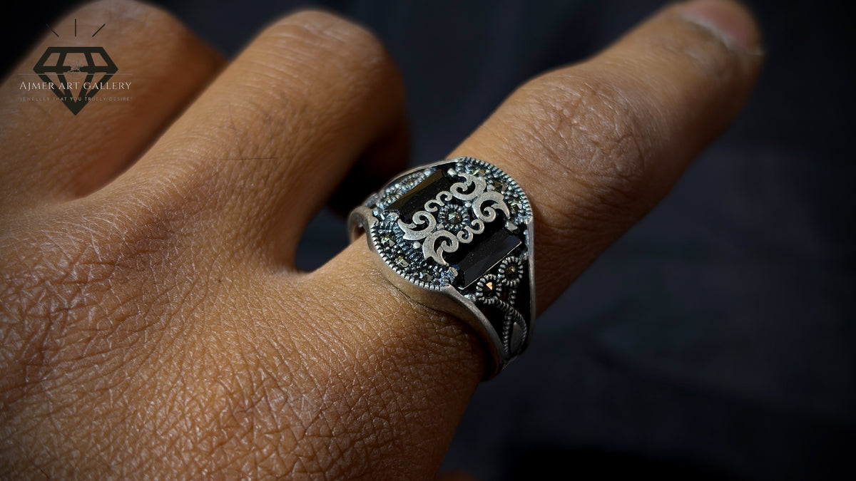 Men's Black American Diamond Ring