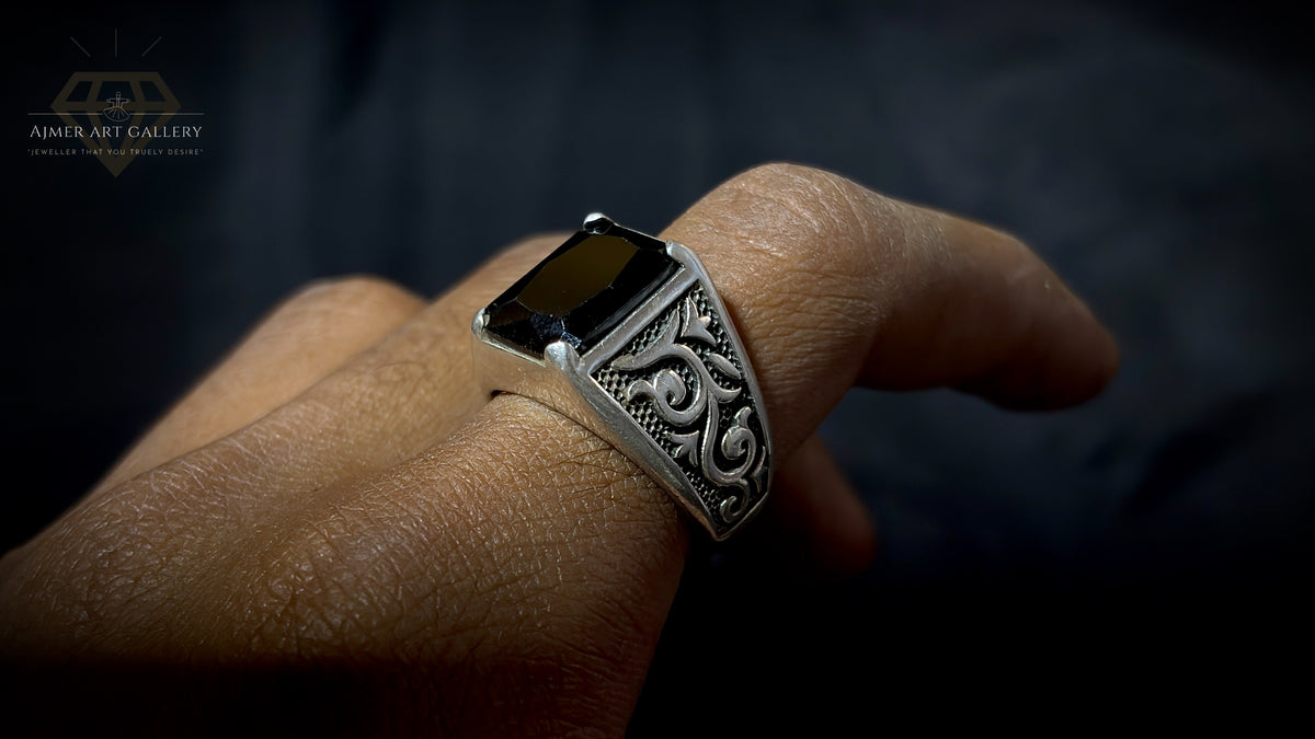 Men's Black American Diamond Ring