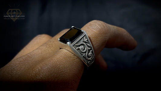 Men's Black American Diamond Ring