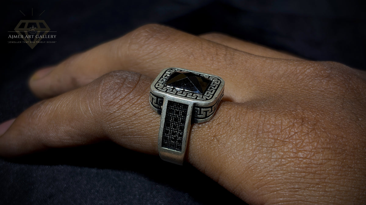 Men's Black American Diamond Ring