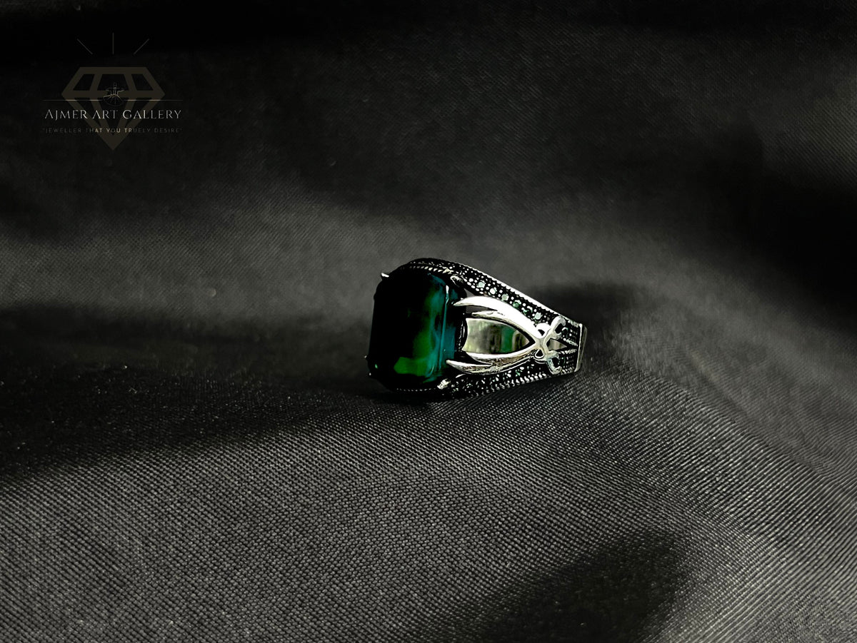 Green Aqeeq Ring