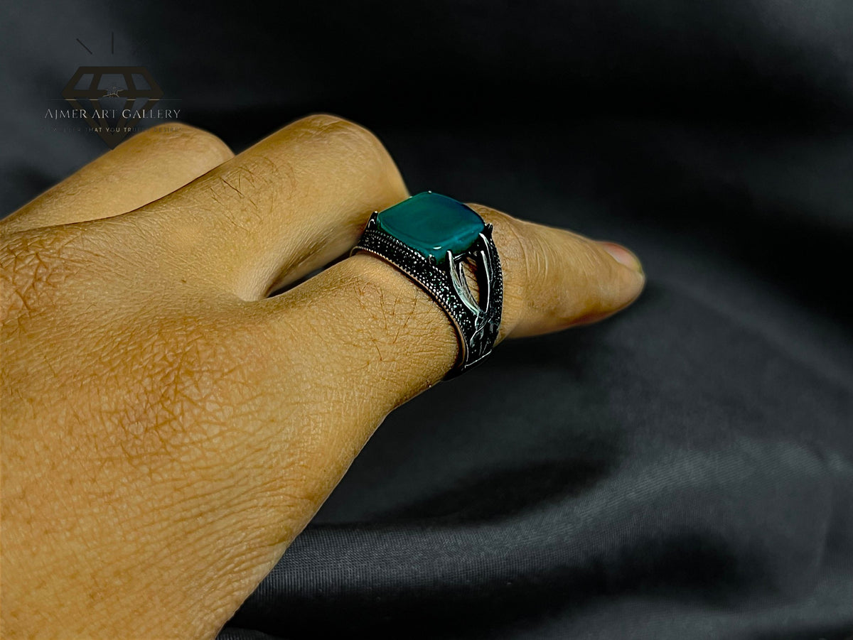 Green Aqeeq Ring