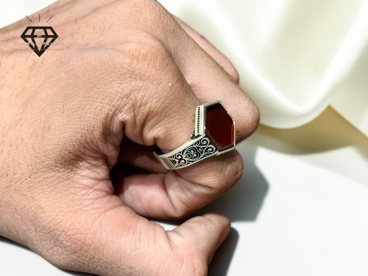 Red Aqeeq Ring