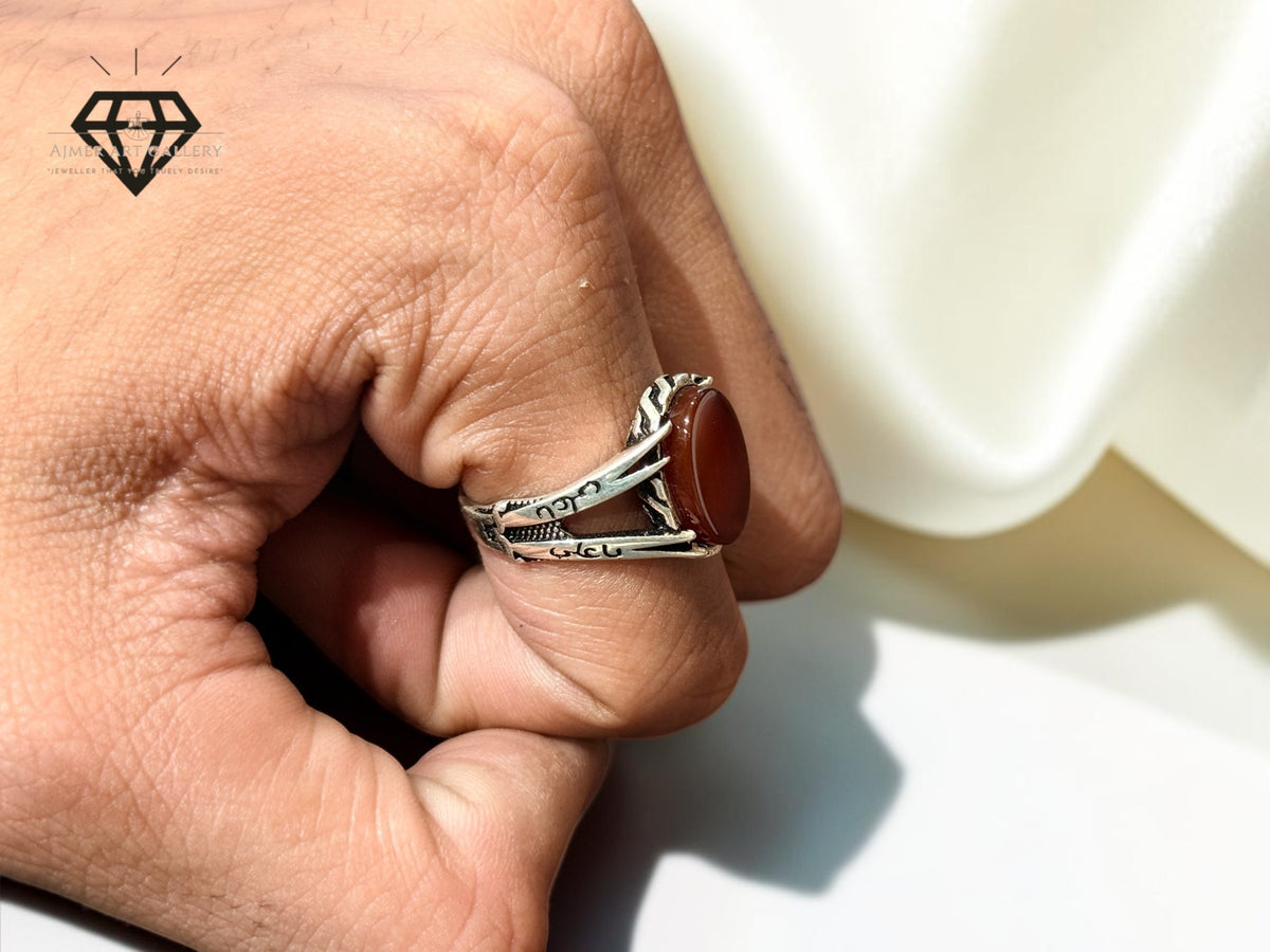 Red Aqeeq Ring