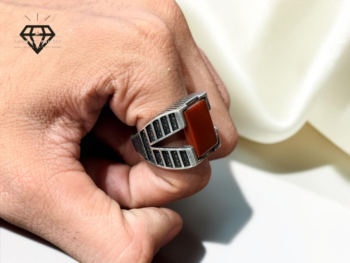 Red Aqeeq Ring