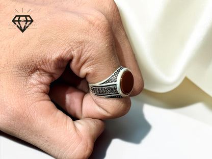 Red Aqeeq Ring