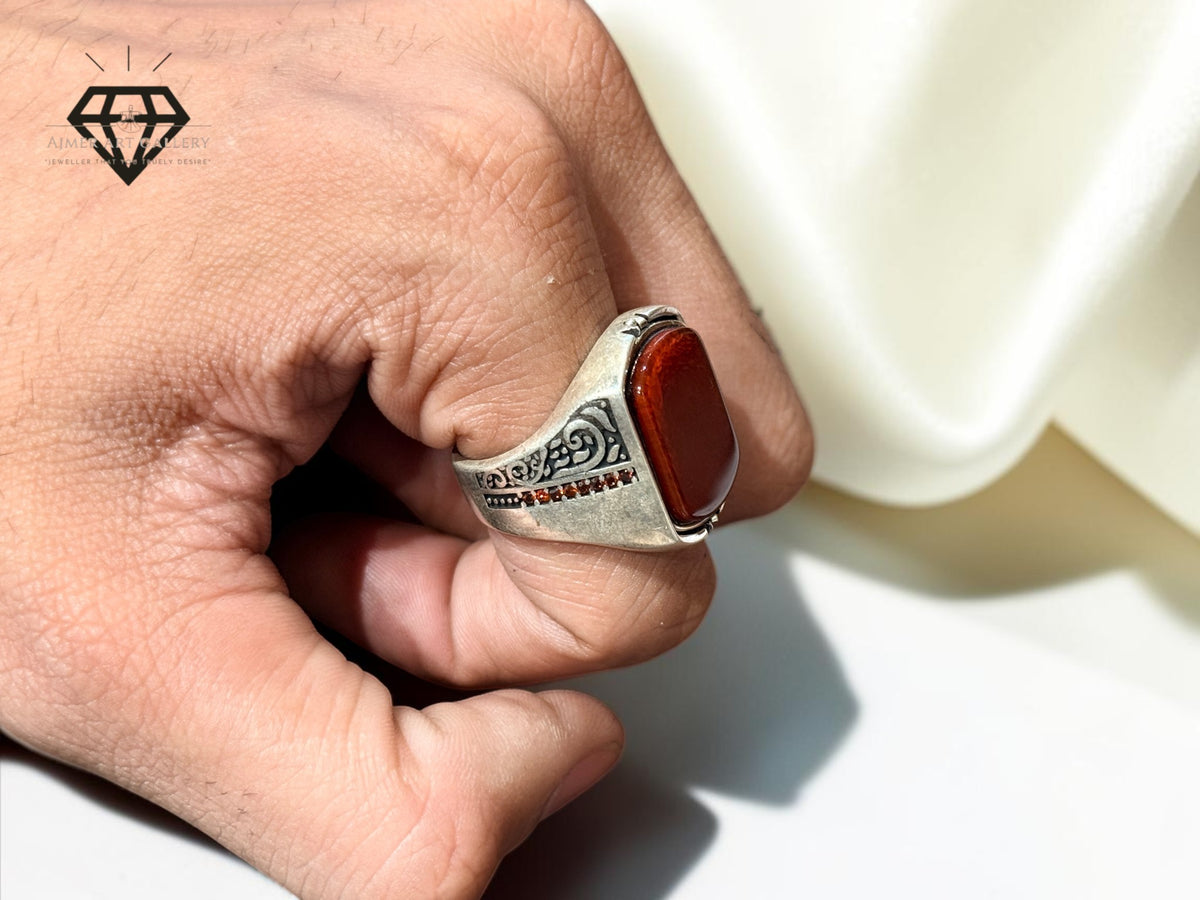 Red Aqeeq Ring