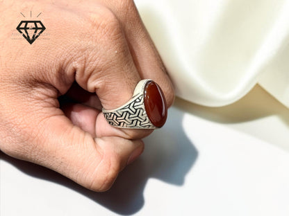 Red Aqeeq Ring