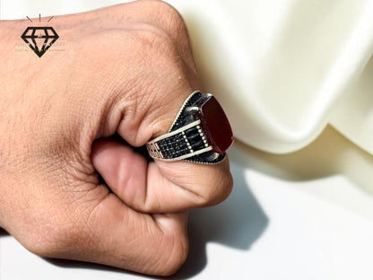 Red Aqeeq Ring