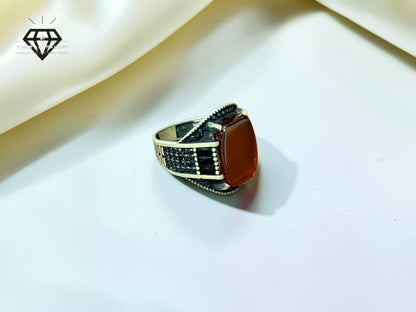 Red Aqeeq Ring