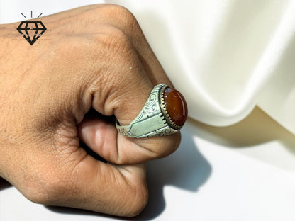 Red Aqeeq Ring