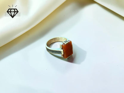 Red Aqeeq Ring For Men