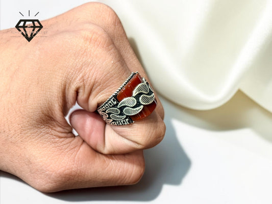 Red Aqeeq Ring