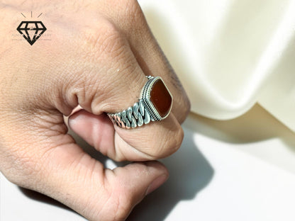 Red Aqeeq Ring