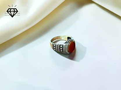 Red Aqeeq Ring For Men