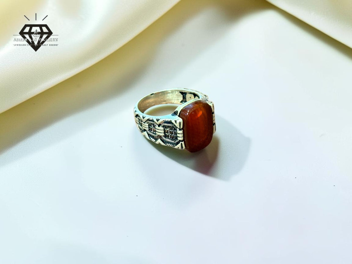 Red Aqeeq Ring