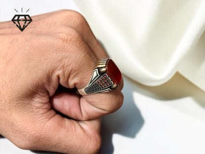 Red Aqeeq Ring