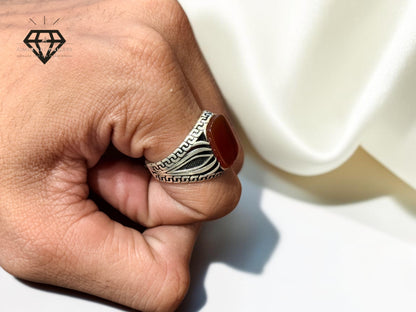 Red Aqeeq Ring