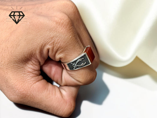 Red Aqeeq Ring