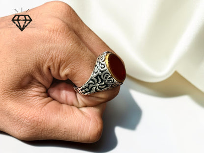 Red Aqeeq Ring