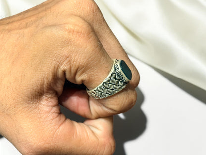 Green Aqeeq / Agate Ring