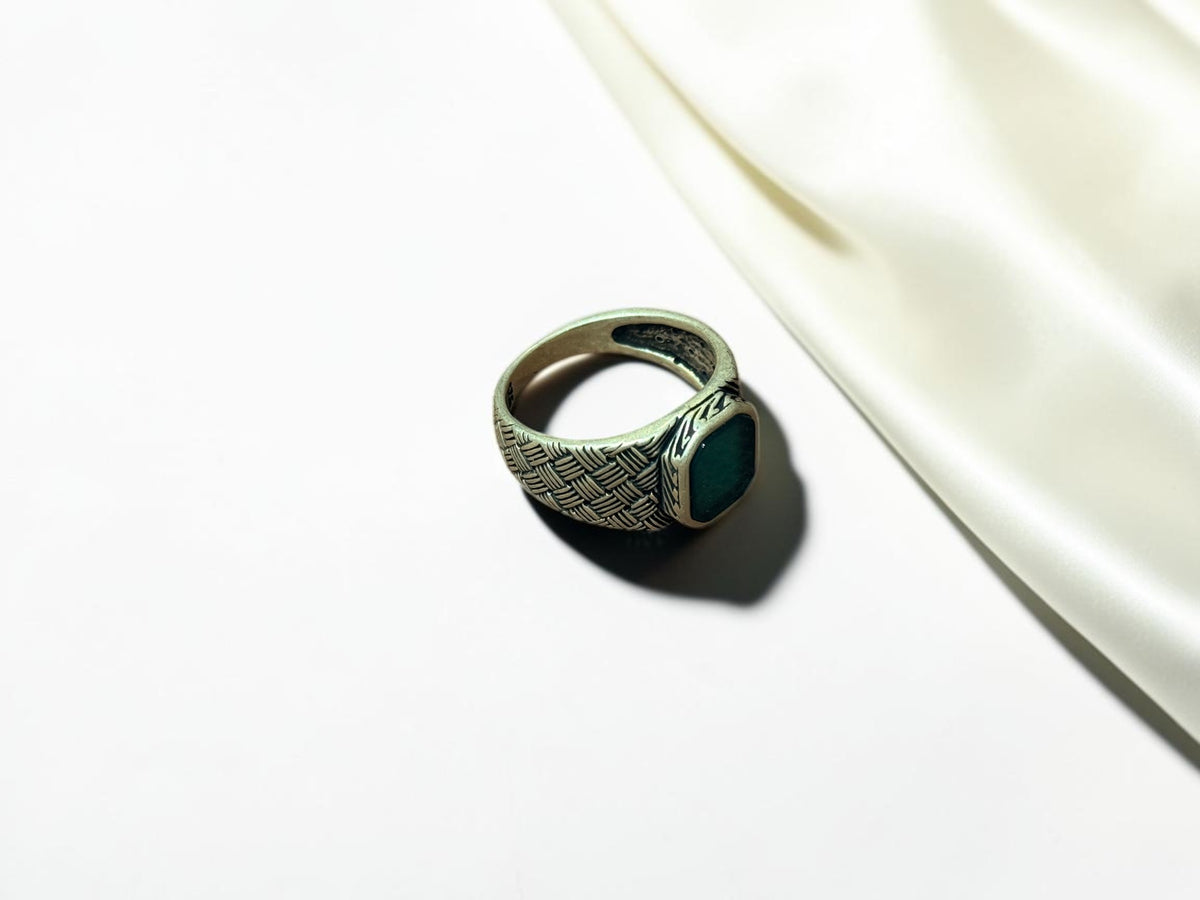 Green Aqeeq / Agate Ring