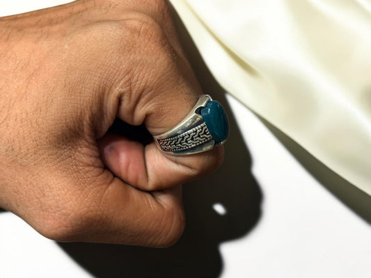 Green Aqeeq / Agate Ring