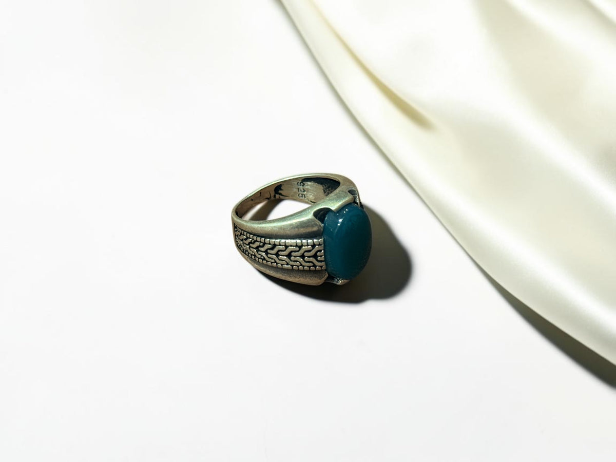 Green Aqeeq / Agate Ring