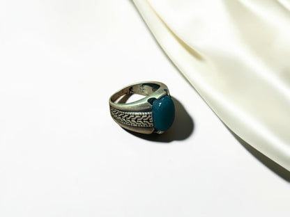 Green Aqeeq / Agate Ring