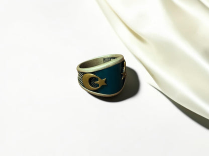 Green Aqeeq / Agate Ring
